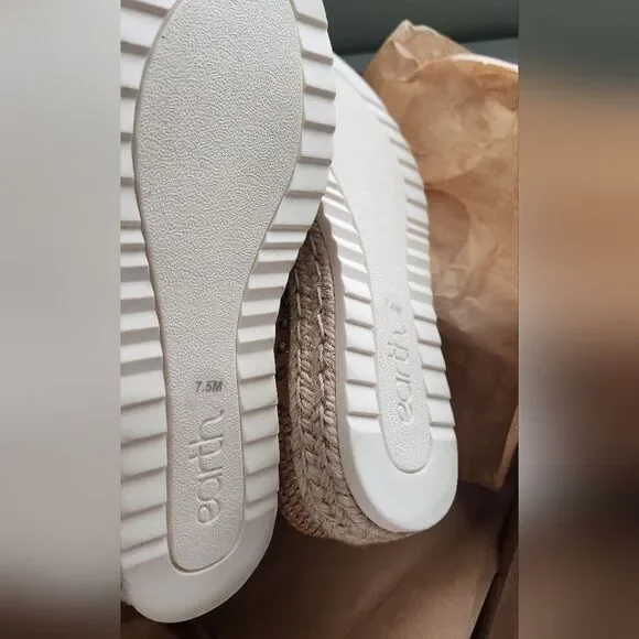 EARTH Natural Leather Colla Platform Comfort Wedge Sandals Women's 7.5 - Picture 4 of 5